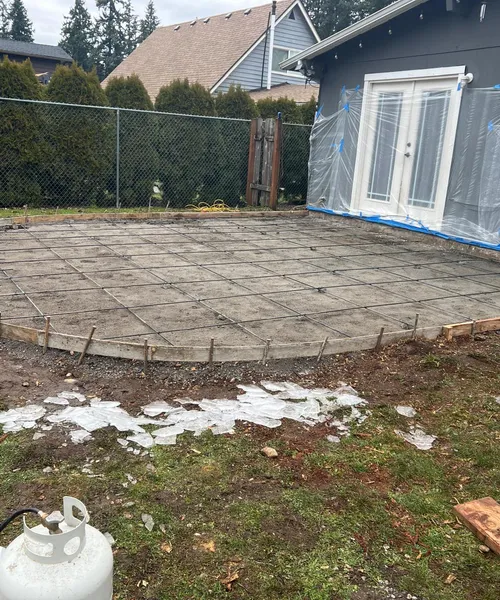 Broom Finish Patio Replacement With Decorative Border And Swimming SPA Slab in Kent 